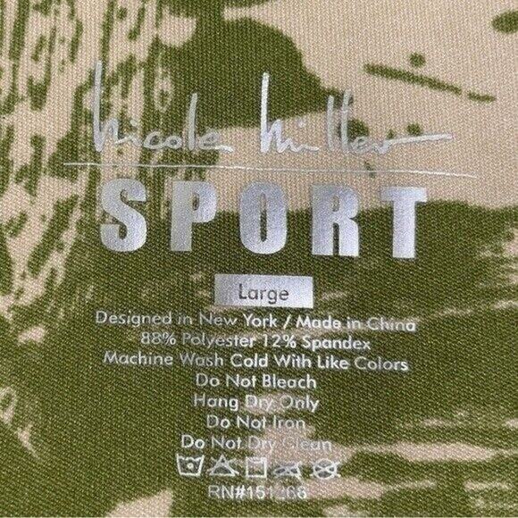 Nicole Miller Legging Mesh Pocket and Lower Green and Beige Large - Picture 6 of 6